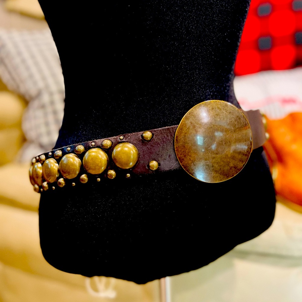 5 for $25 SALE, Beautiful leather belt with studs and disc